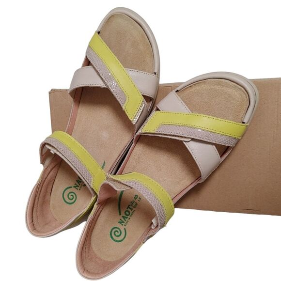 New Naot Karawa Ivory Lime Mary Jane Sandals 40 - Picture 3 of 7
